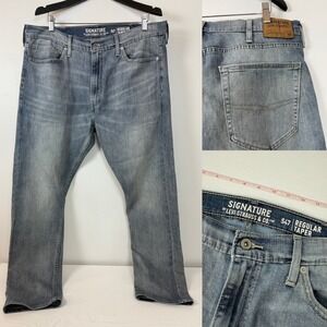 Levi Strauss Signature S47 Regular Taper Blue Wash Denim Jeans Mens 38x32